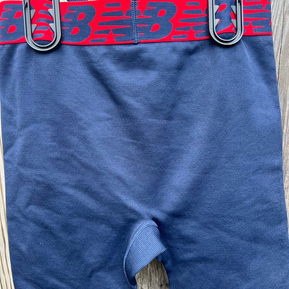 NEW BALANCE Blue Red Sports Bra Bike Short Set Womens Medium NWT NEW - Picture 9 of 10